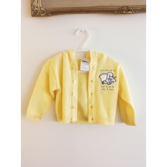 Disney • Yellow baby dumbo button-up sweater with hood - Picture 5 of 5